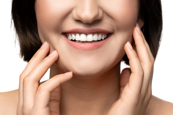 Closeup of beautiful female with prepless veneers in Kalamazoo, MI