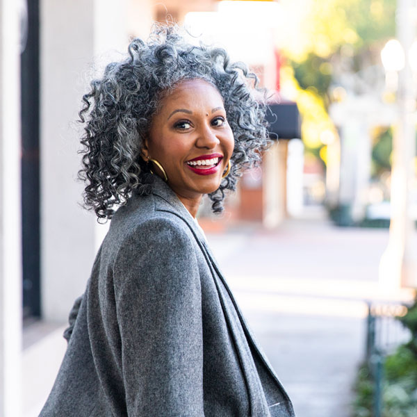 smiling middle aged woman